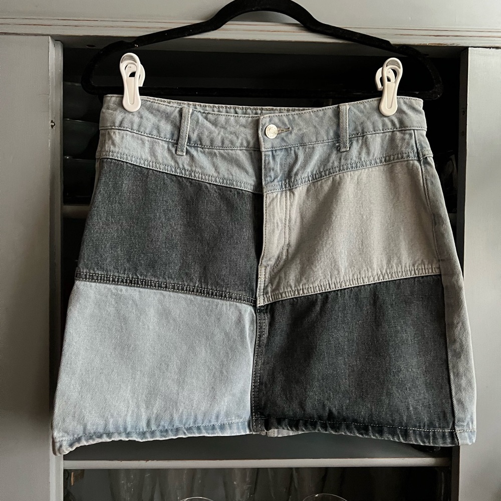 Wild Fable Denim Patchwork Mini Skirt